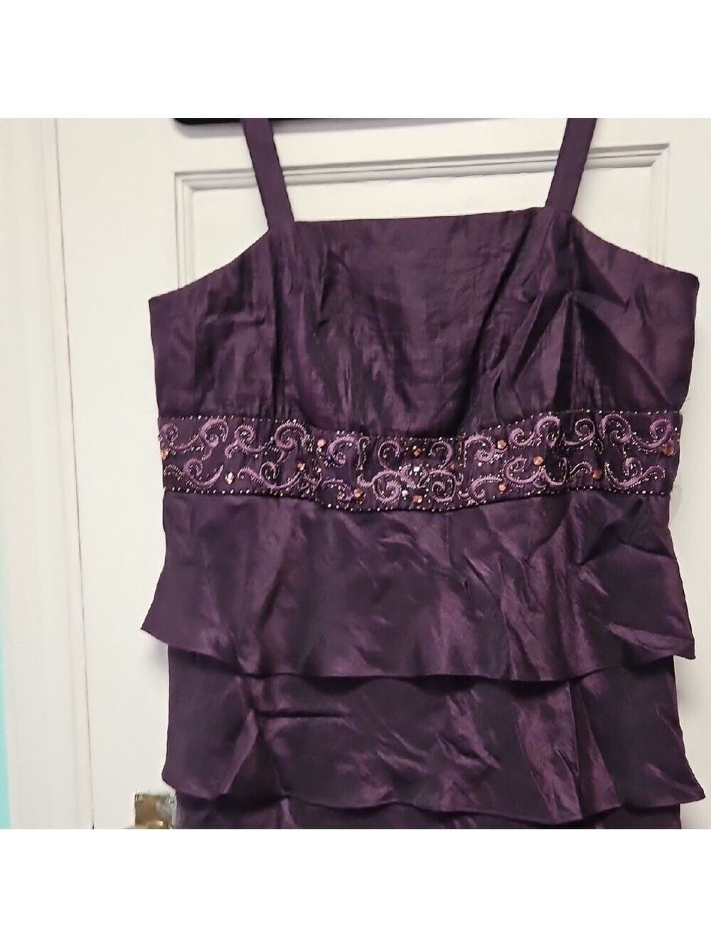 Vintage Prom Or Formal Dark Purple Layered Mini Dress 16W